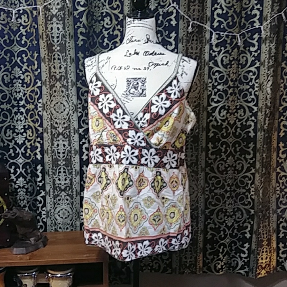 70s Style Boho STYLE & COMPANY Floral Spaghetti Strap Tank!!!
